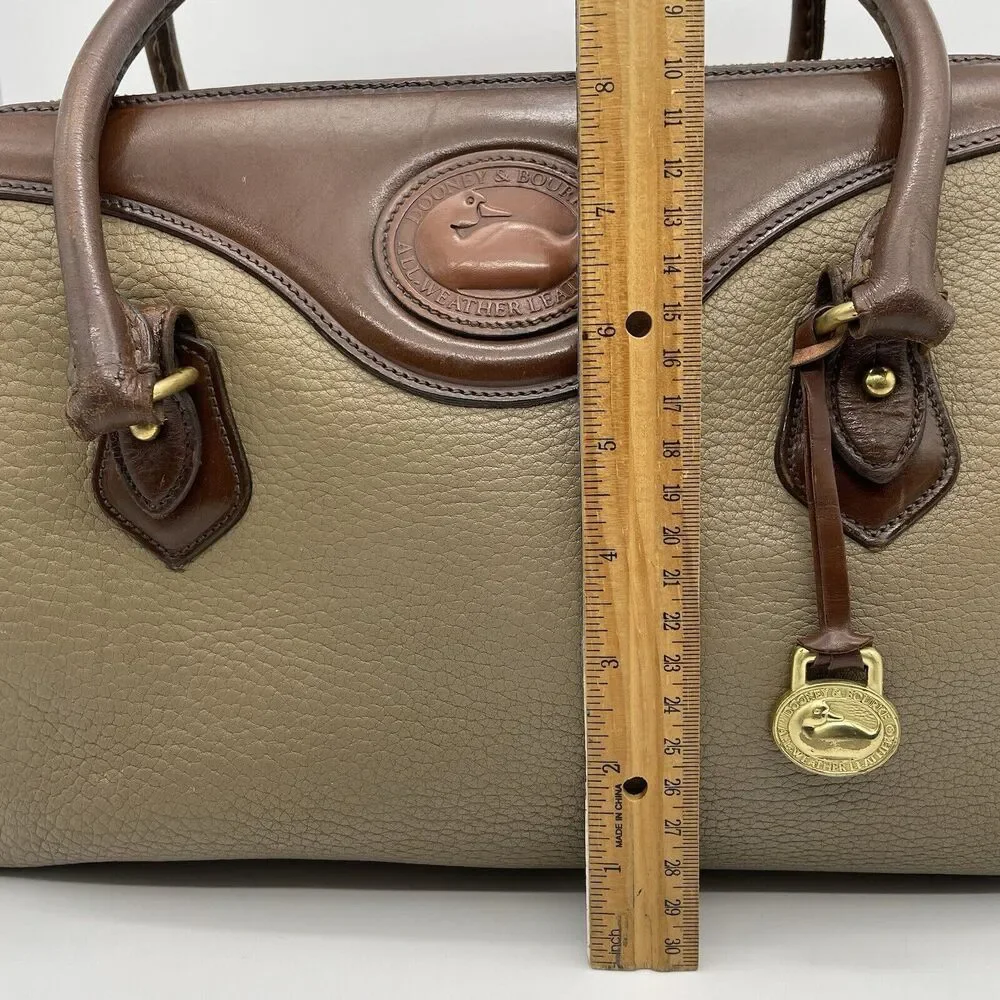 Dooney & Bourke All Weather Leather Boston Satchel Bag Taupe Burnt Cedar Vtg 80s - Picture 11 of 16